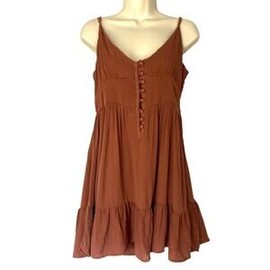 Aeropostale Babydoll Top Women Medium Brown Peasant Boho Tiered Fairy Grunge NEW